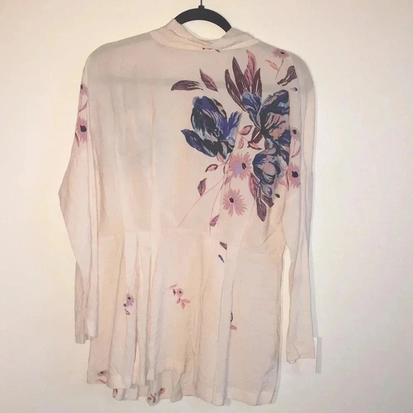 Free People Ivory Floral Tie Back Tunic Dress XS - Picture 2 of 6